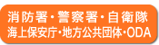 消防署・警察署・自衛隊・海上保安庁・地方公共団体・ODA